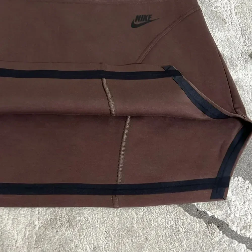Nike Sportswear Tech Fleece High-Waisted Brown Mini Skirt